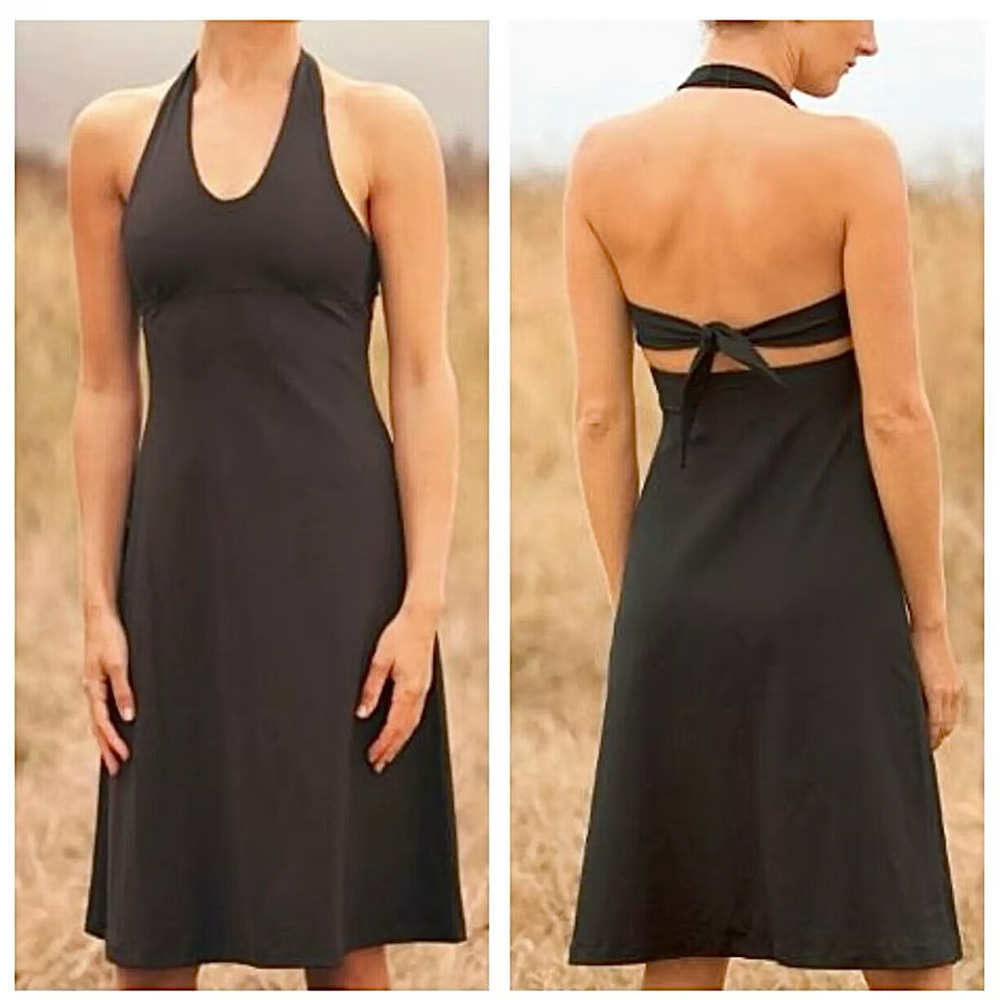 Patagonia Morning Glory Sleeveless Halter Athletic Dress Black Women's Medium